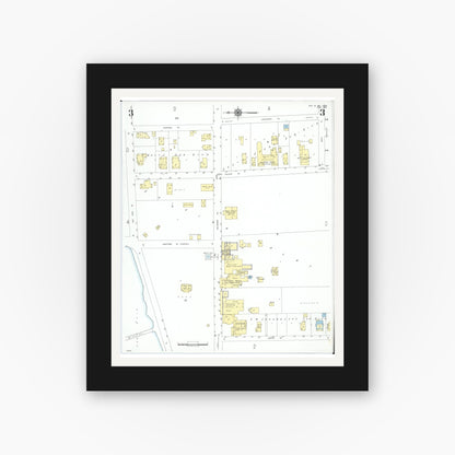 Old map wall art mockup — black gallery frame with white mat — Sanborn Fire Insurance Map from Put-in-bay, Ottawa County, Ohio (1950), Sheet #0003