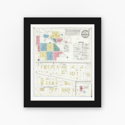 Old map wall art mockup — black gallery frame with white mat — Sanborn Fire Insurance Map from Chicago Junction, Huron County, Ohio (1911) - Complete Map Set