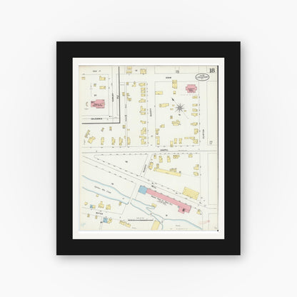 Old map wall art mockup — black gallery frame with white mat — Sanborn Fire Insurance Map from Lockport, Niagara County, New York (1898), Sheet #0018