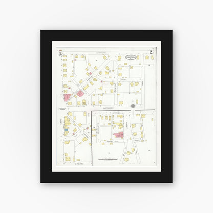 Old map wall art mockup — black gallery frame with white mat — Sanborn Fire Insurance Map from Perryopolis, Fayette County, Pennsylvania (1927), Sheet #0002