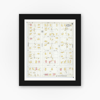 Old map wall art mockup — black gallery frame with white mat — Sanborn Fire Insurance Map from Delphos, Van Wert And Allen Counties, Ohio (1904), Sheet #0004