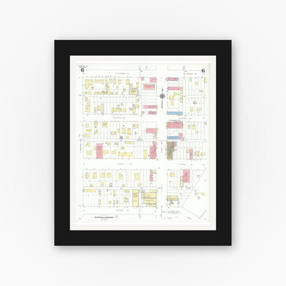 Old map wall art mockup — black gallery frame with white mat — Sanborn Fire Insurance Map from Borger, Hutchinson County, Texas (1940), Sheet #0006