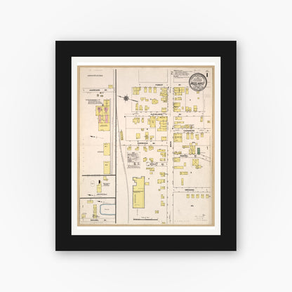Old map wall art mockup — black gallery frame with white mat — Sanborn Fire Insurance Map from Hazelhurst, McKean County, Pennsylvania (1909), Sheet #0001