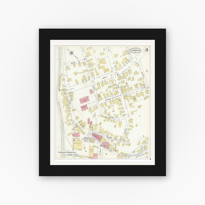 Old map wall art mockup — black gallery frame with white mat — Sanborn Fire Insurance Map from Susquehanna, Susquehanna County, Pennsylvania (1911), Sheet #0003