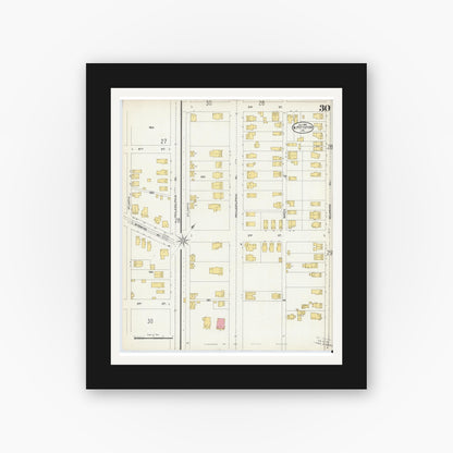 Old map wall art mockup — black gallery frame with white mat — Sanborn Fire Insurance Map from Pittston, Luzerne County, Pennsylvania (1903), Sheet #0030