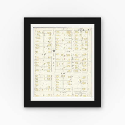 Old map wall art mockup — black gallery frame with white mat — Sanborn Fire Insurance Map from Herrin, Williamson County, Illinois (1913), Sheet #0007