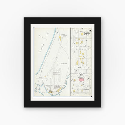 Old map wall art mockup — black gallery frame with white mat — Sanborn Fire Insurance Map from Ashland, Ashland County, Wisconsin (1901), Sheet #0035