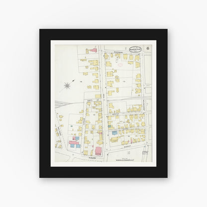 Old map wall art mockup — black gallery frame with white mat — Sanborn Fire Insurance Map from Newburyport, Essex County, Massachusetts (1894), Sheet #0006