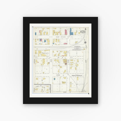 Old map wall art mockup — black gallery frame with white mat — Sanborn Fire Insurance Map from Holgate, Henry County, Ohio (1916), Sheet #0005