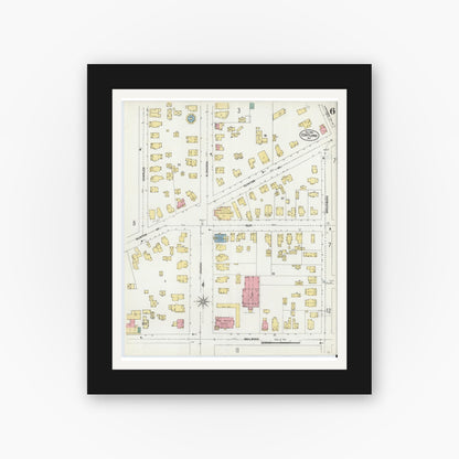 Old map wall art mockup — black gallery frame with white mat — Sanborn Fire Insurance Map from Cortland, Cortland County, New York (1902), Sheet #0006