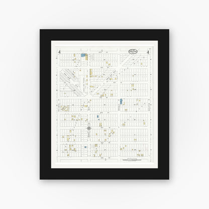 Old map wall art mockup — black gallery frame with white mat — Sanborn Fire Insurance Map from Hialeah, Dade County, Florida (1926), Sheet #0004