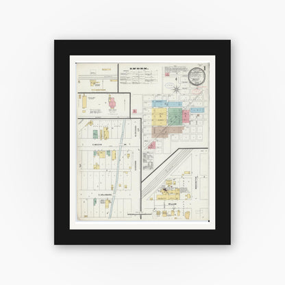 Old map wall art mockup — black gallery frame with white mat — Sanborn Fire Insurance Map from Dwight, Livingston County, Illinois (1898) - Complete Map Set