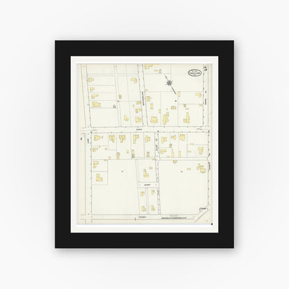 Old map wall art mockup — black gallery frame with white mat — Sanborn Fire Insurance Map from Eagle Lake, Colorado County, Texas (1912), Sheet #0005