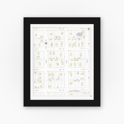 Old map wall art mockup — black gallery frame with white mat — Sanborn Fire Insurance Map from Blue Earth, Faribault County, Minnesota (1911), Sheet #0003