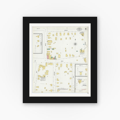 Old map wall art mockup — black gallery frame with white mat — Sanborn Fire Insurance Map from Sodus, Wayne County, New York (1899), Sheet #0003