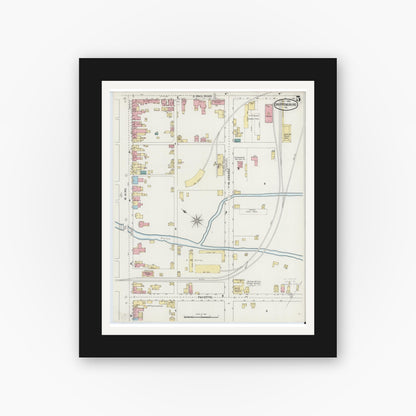 Old map wall art mockup — black gallery frame with white mat — Sanborn Fire Insurance Map from Shippensburg, Cumberland And Franklin Counties, Pennsylvania (1894), Sheet #0005
