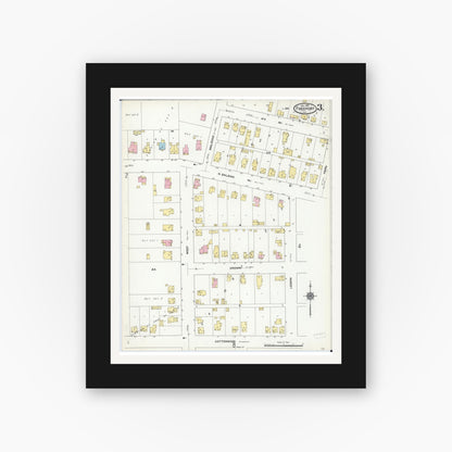 Old map wall art mockup — black gallery frame with white mat — Sanborn Fire Insurance Map from Freeport, Stephenson County, Illinois (1910), Sheet #0003