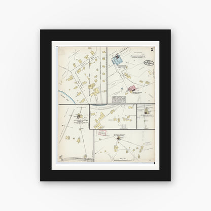 Old map wall art mockup — black gallery frame with white mat — Sanborn Fire Insurance Map from Republic, Marquette County, Michigan (1884), Sheet #0002