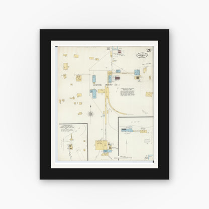 Old map wall art mockup — black gallery frame with white mat — Sanborn Fire Insurance Map from Red Jacket, Houghton County, Michigan (1897), Sheet #0020