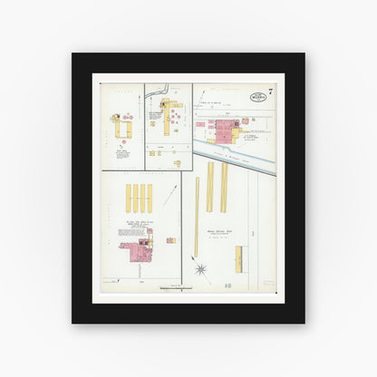 Old map wall art mockup — black gallery frame with white mat — Sanborn Fire Insurance Map from Morris, Grundy County, Illinois (1900), Sheet #0007