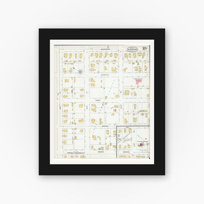 Old map wall art mockup — black gallery frame with white mat — Sanborn Fire Insurance Map from Beardstown, Cass County, Illinois (1900), Sheet #0010