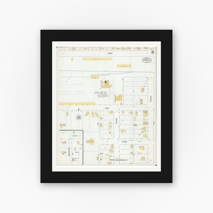 Old map wall art mockup — black gallery frame with white mat — Sanborn Fire Insurance Map from Thorpe, Clark County, Wisconsin (1900), Sheet #0003