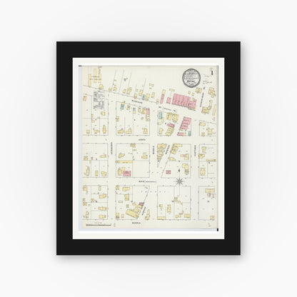 Old map wall art mockup — black gallery frame with white mat — Sanborn Fire Insurance Map from Wayne, Wayne County, Michigan (1895) - Complete Map Set