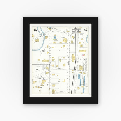 Old map wall art mockup — black gallery frame with white mat — Sanborn Fire Insurance Map from Stroudsburg, Monroe County, Pennsylvania (1923), Sheet #0035