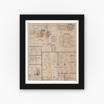 Old map wall art mockup — black gallery frame with white mat — Sanborn Fire Insurance Map from Bad Axe, Huron County, Michigan (1922) - Complete Map Set
