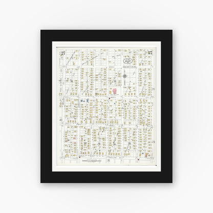 Old map wall art mockup — black gallery frame with white mat — Sanborn Fire Insurance Map from Beloit, Rock County, Wisconsin (1926), Sheet #0027