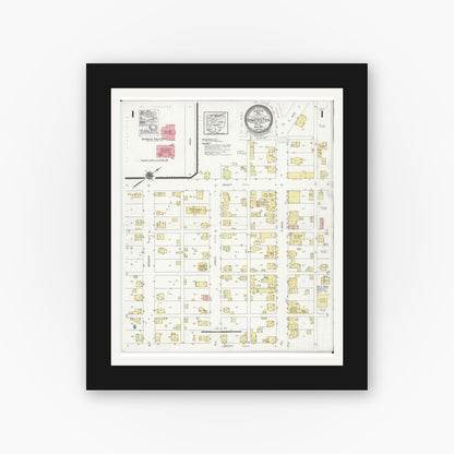 Old map wall art mockup — black gallery frame with white mat — Sanborn Fire Insurance Map from Bowerston, Harrison County, Ohio (1929) - Complete Map Set