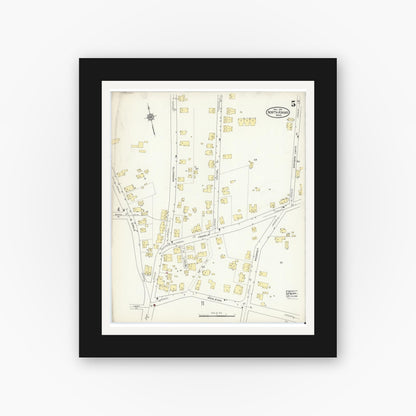 Old map wall art mockup — black gallery frame with white mat — Sanborn Fire Insurance Map from North Adams, Berkshire County, Massachusetts (1914), Sheet #0005