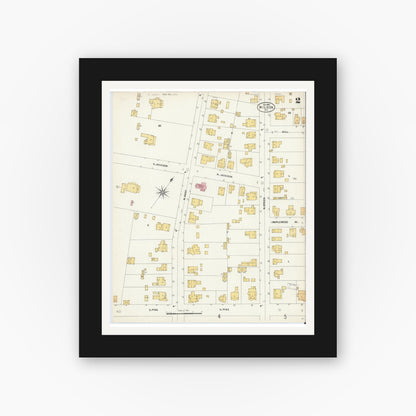 Old map wall art mockup — black gallery frame with white mat — Sanborn Fire Insurance Map from Wilson, Wilson County, North Carolina (1903), Sheet #0002