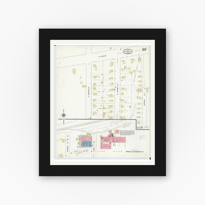 Old map wall art mockup — black gallery frame with white mat — Sanborn Fire Insurance Map from Sturgis, Saint Joseph County, Michigan (1911), Sheet #0010