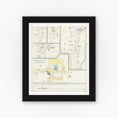 Old map wall art mockup — black gallery frame with white mat — Sanborn Fire Insurance Map from Blossburg, Tioga County, Pennsylvania (1897), Sheet #0005