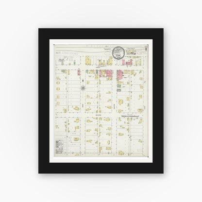 Old map wall art mockup — black gallery frame with white mat — Sanborn Fire Insurance Map from Hume, Edgar County, Illinois (1899) - Complete Map Set