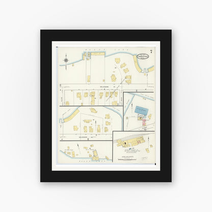 Old map wall art mockup — black gallery frame with white mat — Sanborn Fire Insurance Map from Charlevoix, Charlevoix County, Michigan (1917), Sheet #0007