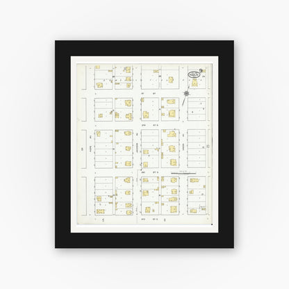 Old map wall art mockup — black gallery frame with white mat — Sanborn Fire Insurance Map from Hamlin, Jones County, Texas (1919), Sheet #0009