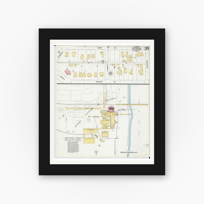 Old map wall art mockup — black gallery frame with white mat — Sanborn Fire Insurance Map from Escanaba, Delta County, Michigan (1899), Sheet #0015