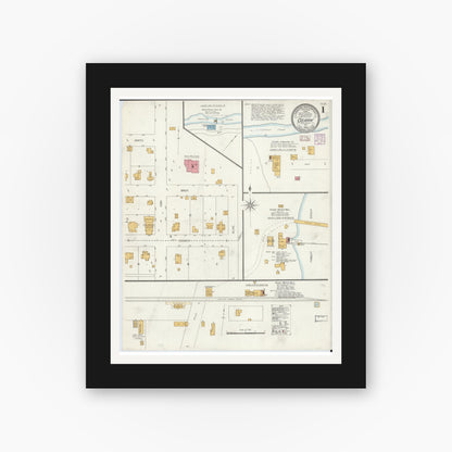 Old map wall art mockup — black gallery frame with white mat — Sanborn Fire Insurance Map from Ozark, Christian County, Missouri (1906) - Complete Map Set