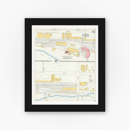 Old map wall art mockup — black gallery frame with white mat — Sanborn Fire Insurance Map from Saint Augustine, Saint John's County, Florida (1904), Sheet #0011