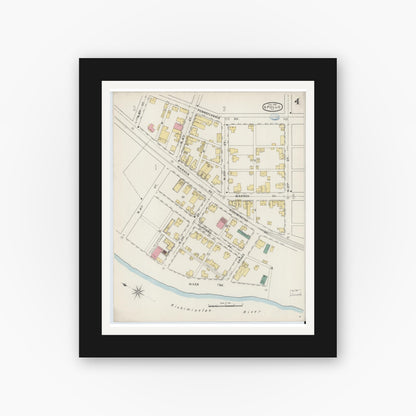 Old map wall art mockup — black gallery frame with white mat — Sanborn Fire Insurance Map from Apollo, Armstrong County, Pennsylvania (1894), Sheet #0004