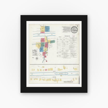 Old map wall art mockup — black gallery frame with white mat — Sanborn Fire Insurance Map from Fort Plain, Montgomery County, New York (1906) - Complete Map Set