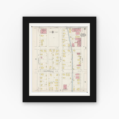 Old map wall art mockup — black gallery frame with white mat — Sanborn Fire Insurance Map from Champaign, Champaign County, Illinois (1915), Sheet #0017