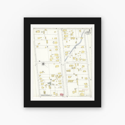 Old map wall art mockup — black gallery frame with white mat — Sanborn Fire Insurance Map from Hayward, Alameda County, California (1907), Sheet #0005