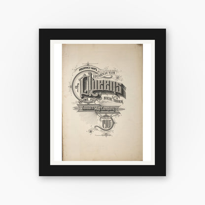 Old map wall art mockup — black gallery frame with white mat — Sanborn Fire Insurance Map from Queens, Queens County, New York (1916), Sheet #0001