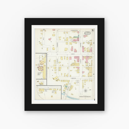 Old map wall art mockup — black gallery frame with white mat — Sanborn Fire Insurance Map from Butler, Butler County, Pennsylvania (1896), Sheet #0002