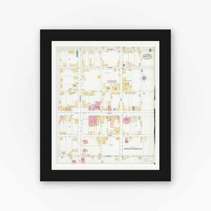 Old map wall art mockup — black gallery frame with white mat — Sanborn Fire Insurance Map from Berlin, Somerset County, Pennsylvania (1905), Sheet #0002