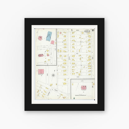 Old map wall art mockup — black gallery frame with white mat — Sanborn Fire Insurance Map from Massillon, Stark County, Ohio (1901), Sheet #0016
