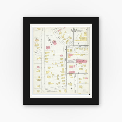 Old map wall art mockup — black gallery frame with white mat — Sanborn Fire Insurance Map from Willoughby, Lake County, Ohio (1911), Sheet #0004